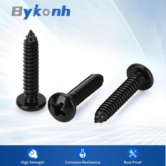 Bykonh #6 x 1 Pan Head Self Tapping Screws Sheet Metal Wood x 1″, Black
