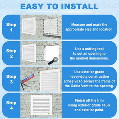 2-Pack Paintable Gable Vents – 12″ X 18″ Aluminum with Screen, Maximize Ventilat