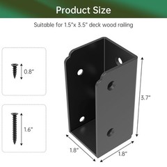 36PCS 2”x 4” Stainless Steel Deck Railing Brackets Horizontal 36 Pcs, Black