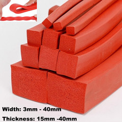 3 -40mm Red Silicone Rubber Sponge Square Strip Closed Cell Foam Backer Rod Seal