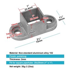 Post Flange Anchor Base Aluminum Wall Mount Fence Bracket 20 Pack 1″ Square Tube