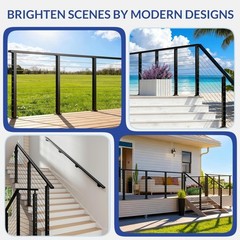 Aluminum Handrail 6FT DIY Deck Stair Indoor Outdoor Weather Resistant Nylon Caps