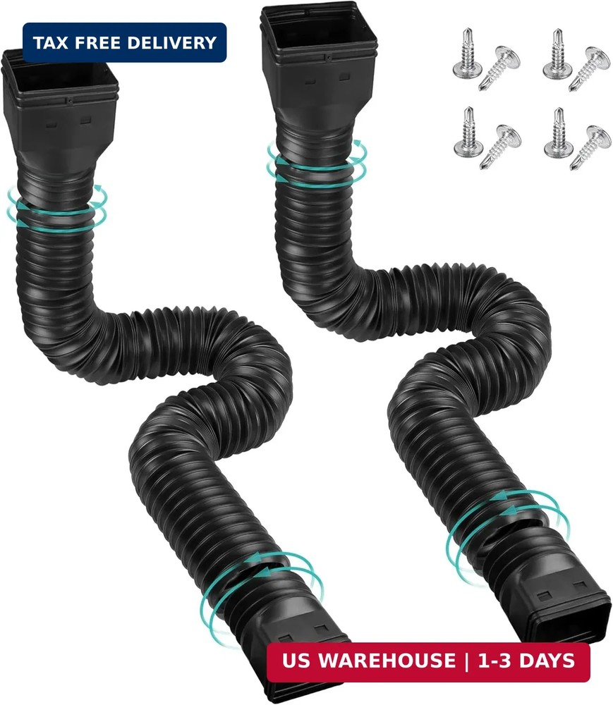 2 Pack Rain Gutter Downspout Extensions Flexible,Downspout Extender Diverter Ext