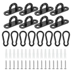 8Pcs Pad Eye Plate 1.8 Inch Stainless Steel Ceiling U Hooks with Screw Black