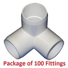 1-1/4″ Furniture Grade 3-Way Corner Elbow PVC Fitting – 100 Pack