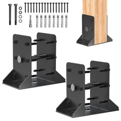 2 PCS 4×4 Post Base Inner 3.6×3.6 Inch Deck Railing Bracket Black Anchor