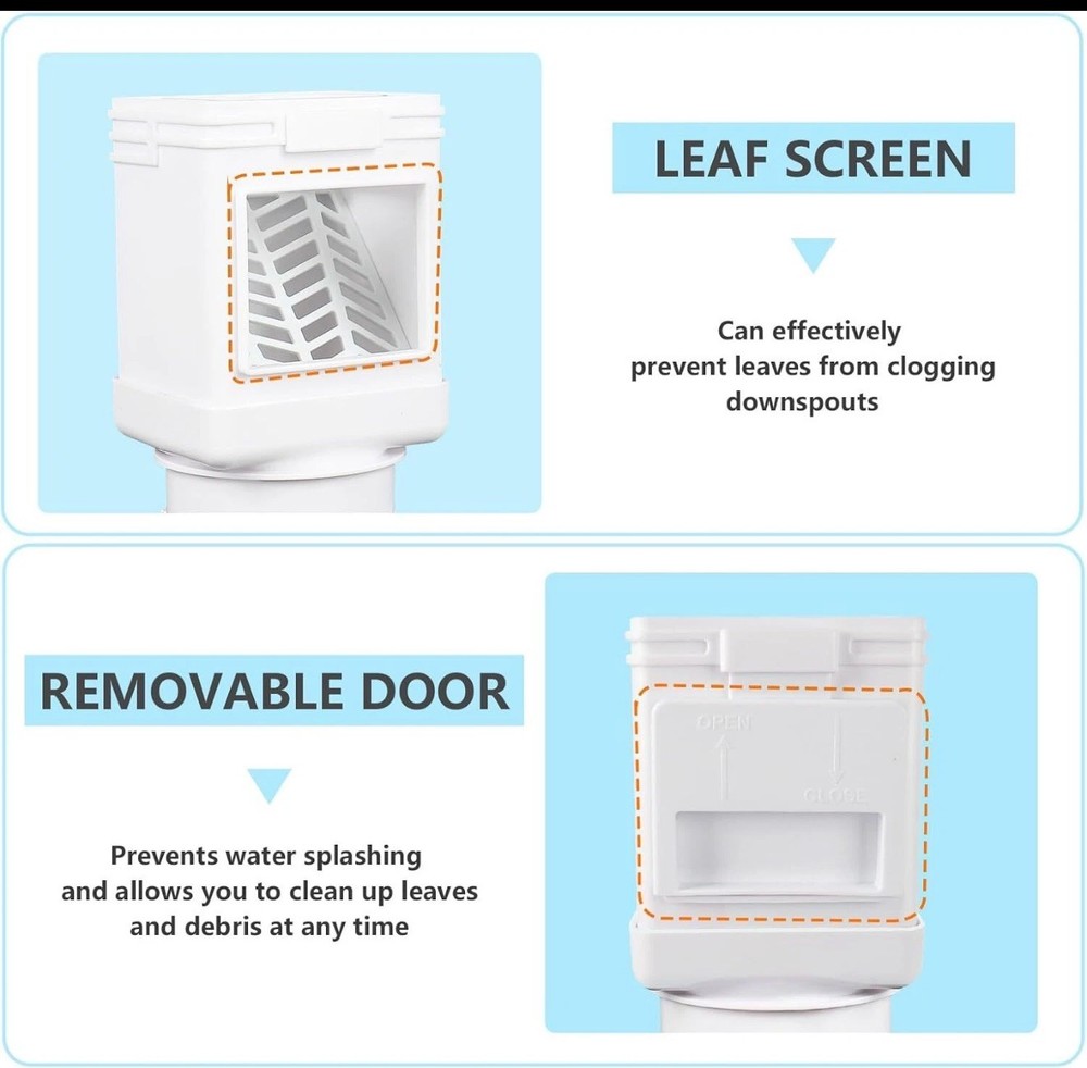 (2 Packs) Downspout Leaf Filter Cleanout,Leaf Removers, White