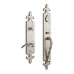 Fleur De Lys entrance Door Set-Lever Handle-No Backset -Right Hand -Satin Nickel