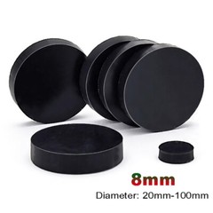 Black Solid Rubber Disc Discs Buffer – 8mm Thick – Round Rubber Pads Φ20mm-100mm