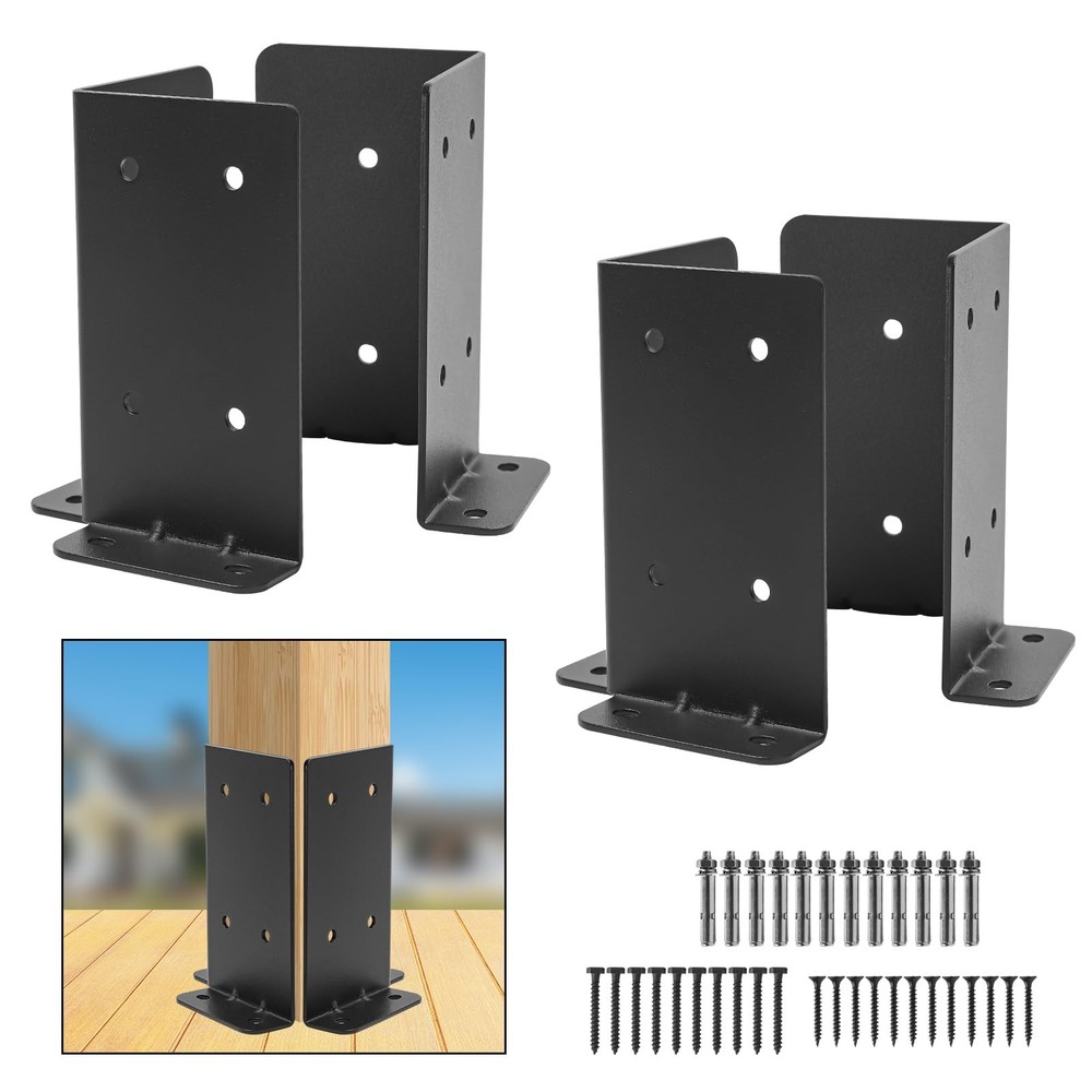 4X4 Post Anchor Base 2 Set,Adjustable Post Base Brackets for 4×4,6×6,8×8 Post…