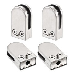 4Pcs Stainless Steel Glass Clamp Curved Back Round Glass Bracket for 6-8mm