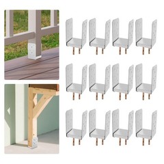 12 PCS Post Anchor Brackets, Adjustable Post Base, U-shaped Post Base, Silver