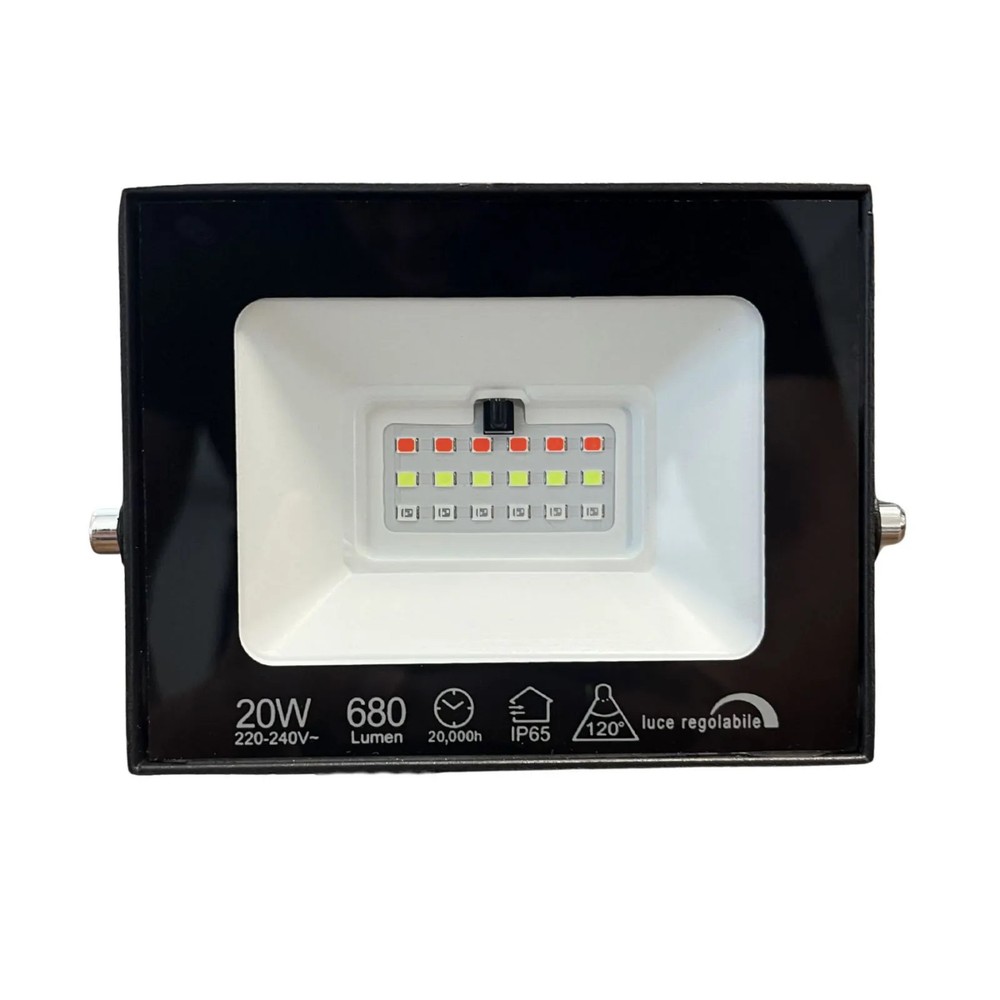 LED Flood Slim RGB Headlight with Remote Control 20W 680 Lumens RGB AC 220V 50Hz Black IP65