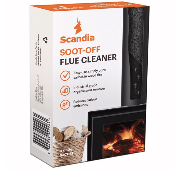 Scandia Wood Heater Fittings Soot Off Cleaner maintenance chimney flues carbon