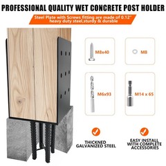 1pcs Wet Concrete Post Anchors for 6×6 6×8 6×10 Wood Post,Heavy Duty Mailbox …