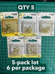 5-pack lot 6/PC National Hardware N119-321 Screw Eye Hook 1-1/16″ Bright Brass