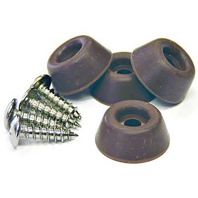 Rubber Bumpers, Screw-On, Brown, 7/8-In., 4-Pk. – F31942TV