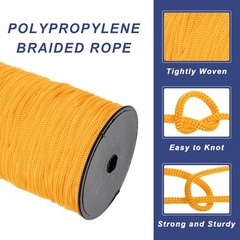 3/16 Inch Polypropylene Rope Braided Ropes, 328ft Nylon Rope Orange Yellow