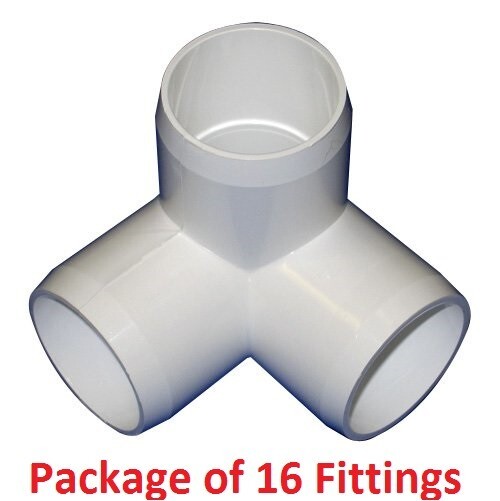 1-1/4″ Furniture Grade 3-Way Corner Elbow PVC Fitting – 16 Pack