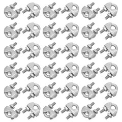 40 Pcs Wire Rope Clip Clips Cable Cord Clamp Collar Stainless Steel Clamps