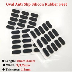 Black Oval Anti Slip Silicon Rubber Feet Pads Non-Slip Self-Adhesive L:10mm-33mm