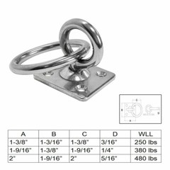 Square Swivel Pad Eye Plate W Ring 3/16″ Welded Formed WLL 250 Lbs Marine Boat