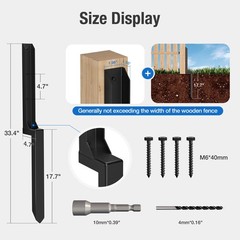 Steel Fence Post Anchor Kit – 2 Pack, Heavy Duty Repair Stakes for Broken Woo…