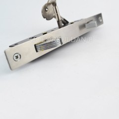 1PCS Stainless Steel Hanging Door Pull Gate Double Hooks Lock Stealth Lock w/Key