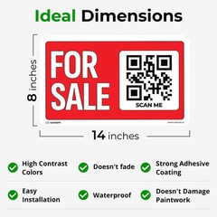 14” x 8” for Sale Sign Car (Self-Adhesive, 1-Pack) – Also Great for Real Es…