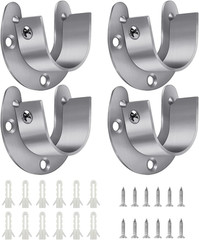 4 Pack Closet Rod Brackets 1-1/4″ U Shaped Stainless Wardrobe Support