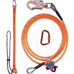 1/2inx12ft Steel Core Flipline & Alloy Snap Hook, Alu Carabiner & Lanyard
