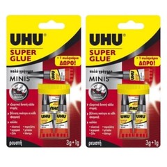 UHU SUPER Glue Adhesive – Extra Strong & Fast – 2 Packs of 4 x 1g Tube