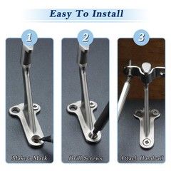 3 PCS 3 Inch 304 Stainless Steel Matte Black Handrail Stair Bracket Support