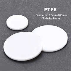 Solid Round PTFE Pads Discs Disc Sheet | Diameter: 20mm-100mm | Thickness 8mm