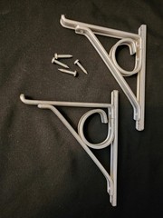 Vintage NOS Mid Century Pair of Aluminum Wall Shelf Brackets 5.5″ x 4.25″ A14