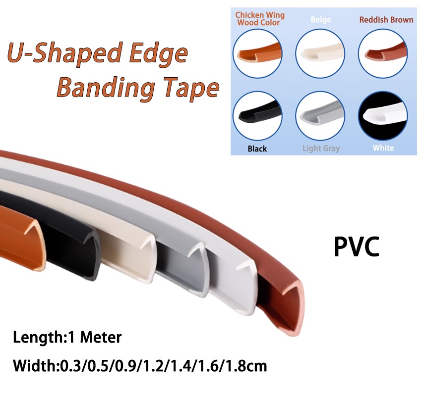 U-Shaped Edge Banding Tape Soft PVC Seal Strip for Furniture Wood Closet Seal