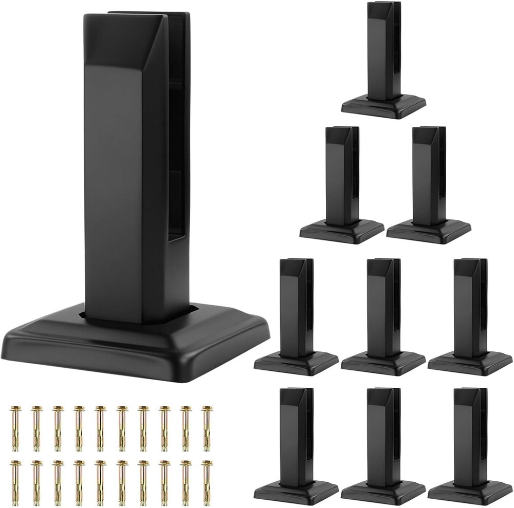 10 PCS Black Stainless Steel Glass Railing Spigots for Indoor/Outdoor Use