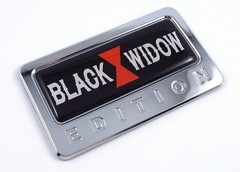 Black Widow Emblem Domed Chrome Car Bike Decal