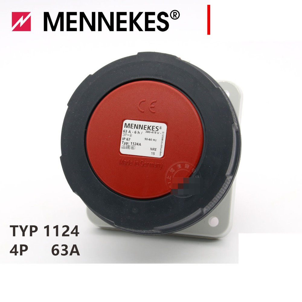 1PC NEW MENNEKES INDUSTRIAL Panel mounted socket typ:1124A 4P 63A（3P+E）400V IP67