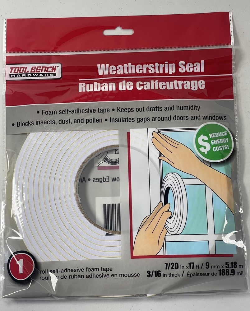Tool Bench Weatherstrip Foam Self Adhesive Tape 7/20in X 17ft Insulate Gaps