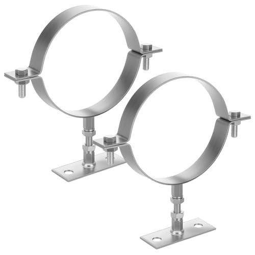 2 Sets 6 Inch Adjustable Pipe Bracket, Heavy Duty Galvanized Steel Split Ring