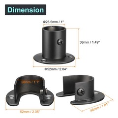 1” Dia Stainless Steel Closet Pole Socket Closet End Supports with Screws, 4Pcs