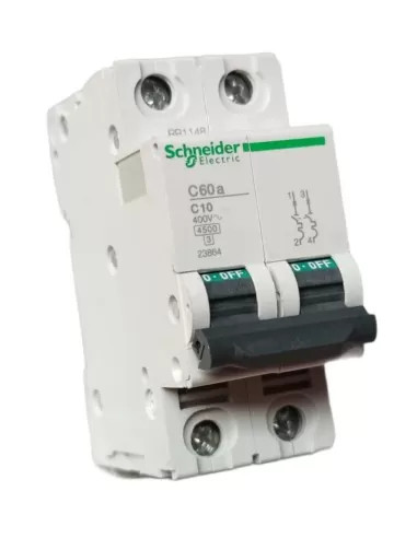 SCHNEIDER AUTOMATIC MAGNETOTHERMAL C60A 4.5KA 2P 10A CURVE C 23864 SWITCH