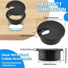 1-1/2 inch(38mm) Black Desk Hole Cover Grommet ABS Plastic Wire Organizers fo…