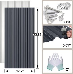 Metal Roofing Panels – 10 Pcs Waterproof Heavy Duty Corrugated Grey