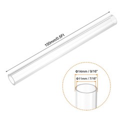 Rigid Round Clear Tubing 11mm ID x 14mm OD x 150mm Length Plastic Tube