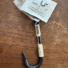 The Hookery SJH-3 3″ Hand Wrought Iron J Hook Flared Ends Vermont Made Black