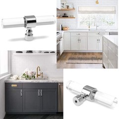 Cionyce 6 Pack Acrylic Cabinet Knobs 3.15″ Overall Length, 6 Pack, Silver