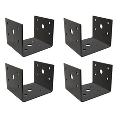 4×4 Deck Post Concrete Anchor Connector Bracket, Fence Post Base, Black Powder-C