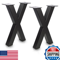 SAEZEPHYRS 16″ X-Shape Metal Coffee Table & Bench Legs – Black, 800lbs Cap.